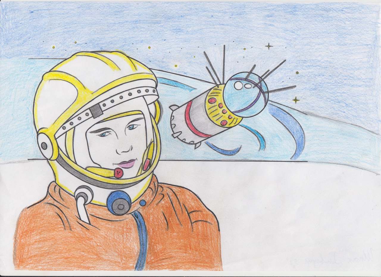 Как нарисовать гагарина. Рисунок ко Дню космонавтики. Рисунок на день космонавтики для детей. Рисунок на день Космонавта. Детские рисунки ко Дню космонавтики.